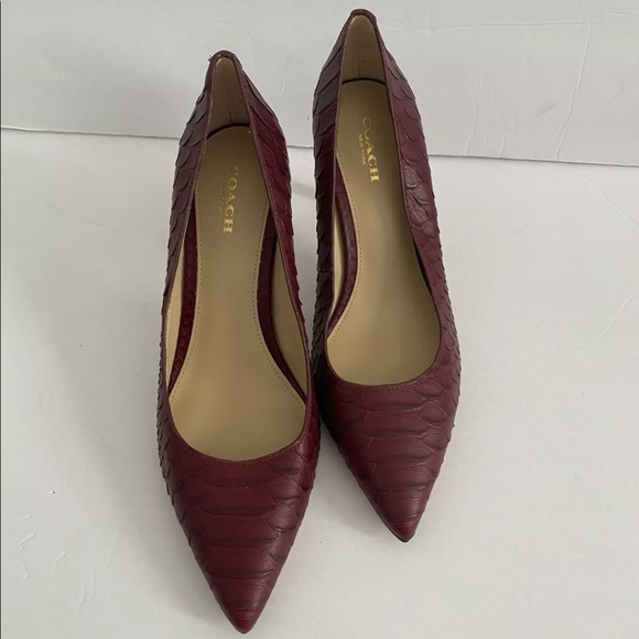 Coach Shoes - COACH Burgundy Crocodile Leather Pumps